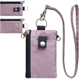 Minimalist  Blocking Small Wallet with ID Window,WaterResistant Zip Id Case Wallet with Lanyard Keychain for Cards,Cash,Travel,Women,Men（dusty pink）