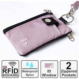 Minimalist  Blocking Small Wallet with ID Window,WaterResistant Zip Id Case Wallet with Lanyard Keychain for Cards,Cash,Travel,Women,Men（dusty pink）