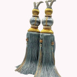 Paired Lantern Single Hanging Ball Tassels Curtains Buckle Sling Binding Lantern Tiebacks Handcrafted Braided Buckle Drapery Curtain Holdbacks Window Treatments for Home 2 Pack (Light Blue) In Australia - Darrahopens