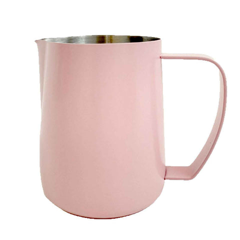 Milk Frothing Pitcher, 450ML Stainless Steel Espresso Steaming Pitcher, Milk Coffee Frothing Cup Milk Foam Maker for Cappuccino Latte, Pink In Australia - Darrahopens