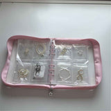 Bracelet Holder Travel Jewelry Organizer Case Transparent Jewelry Storage Book for Earring Necklace Ring with Small Clear Zippered Pouch（Pink 3-inch 4-grid+80 jewelry bags） In Australia - Darrahopens
