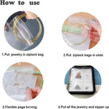 Bracelet Holder Travel Jewelry Organizer Case Transparent Jewelry Storage Book for Earring Necklace Ring with Small Clear Zippered Pouch（Pink 3-inch 4-grid+80 jewelry bags） In Australia - Darrahopens