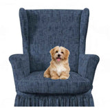 Elastic chair cover, universal chair cover with skirt, living room high back chair cover, easy to wash armchair cover (blue) In Australia - Darrahopens