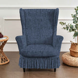 Elastic chair cover, universal chair cover with skirt, living room high back chair cover, easy to wash armchair cover (blue) In Australia - Darrahopens