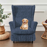 Elastic chair cover, universal chair cover with skirt, living room high back chair cover, easy to wash armchair cover (blue) In Australia - Darrahopens
