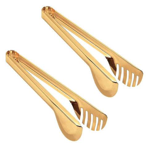Stainless Steel Pasta Tongs, Spaghetti Tongs with Teeth, Serving Tongs for Noodles, Spaghetti, Cooking (Set of 2, Shiny Gold) In Australia - Darrahopens