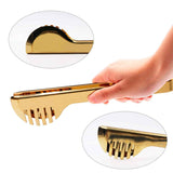 Stainless Steel Pasta Tongs, Spaghetti Tongs with Teeth, Serving Tongs for Noodles, Spaghetti, Cooking (Set of 2, Shiny Gold) In Australia - Darrahopens