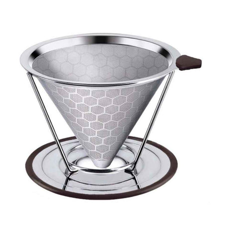 Pour Over Coffee Dripper, Reusable Stainless Pour Over Coffee Maker for (1-6Cup), Easy to Clean Paperless Pour Over Coffee Maker, Bracket type 1-6 people (honeycomb external network) (600 mesh) In Australia - Darrahopens