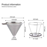 Pour Over Coffee Dripper, Reusable Stainless Pour Over Coffee Maker for (1-6Cup), Easy to Clean Paperless Pour Over Coffee Maker, Bracket type 1-6 people (honeycomb external network) (600 mesh) In Australia - Darrahopens