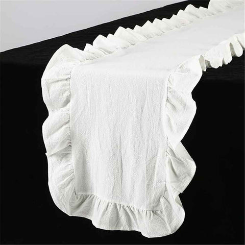 White ruffled wallpaper cotton fabric 35 * 120CM farmhouse countryside style ruffled wallpaper Valentine's Day bridal party wedding decoration, white In Australia - Darrahopens