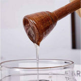 Honey jar glass rack dispenser set for home kitchen, with wooden stick and lid, transparent modern honey syrup glass container, used for storing gifts, In Australia - Darrahopens