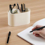 PU Leather Pen Holder for Desk, Small Remote Control Holder Pencil Cup Multifunctional Desktop Organizer Caddy for Home School Office Desk Accessories - 2 Compartments (Beige) In Australia - Darrahopens