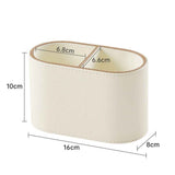 PU Leather Pen Holder for Desk, Small Remote Control Holder Pencil Cup Multifunctional Desktop Organizer Caddy for Home School Office Desk Accessories - 2 Compartments (Beige) In Australia - Darrahopens