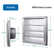 4" Inch Dryer Vent Cover – Outdoor Stainless Steel Grille with Moving Flaps – Fits Only with Metal Ducts for HVAC & Dryer Systems