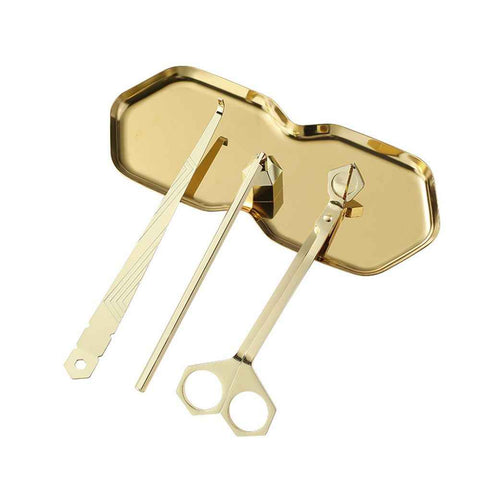 4 in 1 Candle Accessory Set, Wick Trimmer, Candle Snuffer, Wick Scoop, Storage Tray, Perfect for Candle Lovers （golden） In Australia - Darrahopens
