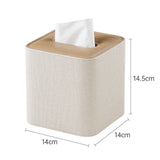 Square Linen Tissue Box Cover with Magnetic Closure, Modern PU Leather Tissue Box Holder for Bathroom Vanity Countertop Night Stands Bedroom Office Desk, Stylish Cube Tissue Holder (Hemp oak) In Australia - Darrahopens