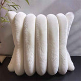 Cream White Decorative Throw Pillow Covers 18x18 Inch Set of 2, Square Soft Faux Rabbit Fur Thick Striped Cushion Cover,Winter Home Decor for Couch Bed Living Room（45 * 45cm without core） In Australia - Darrahopens