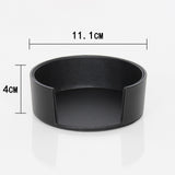 Drinks Coasters with Holder, Pu Leather Coaster Sets of 6 for Tabletop Protection Cup Mat for Drinks 4 Inches (Black)