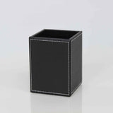 Square single pen holder office desktop storage box, solid color leather storage holder, creative and simple pen holder(black) In Australia - Darrahopens