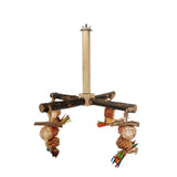 360° Rotating  with Natural Chew Toys - Spinning Bird Toys Cage Accessories- Parrot Wooden Stand for Small and Medium Birds （Bite string style） In Australia - Darrahopens