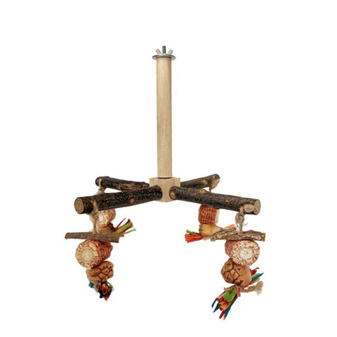 360° Rotating  with Natural Chew Toys - Spinning Bird Toys Cage Accessories- Parrot Wooden Stand for Small and Medium Birds （Bite string style） In Australia - Darrahopens