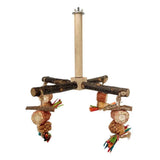 360° Rotating  with Natural Chew Toys - Spinning Bird Toys Cage Accessories- Parrot Wooden Stand for Small and Medium Birds （Bite string style） In Australia - Darrahopens