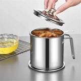 Bacon Grease Container With Strainer, 1.4L Grease Strainer and Container with Dust-Proof Lid, 304 Stainless Steel Oil Filter Storage 1.4L All steel version In Australia - Darrahopens