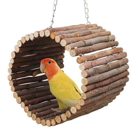 Parrot Swing Toys, Hanging Perch Stand, Natural Willow Wood Hammock, Bird Cage Accessories for Parakeets, Cockatiels, Lovebirds, Hamster, Rat（10*15cm） In Australia - Darrahopens