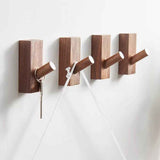 4Pack Adhesive Wall Hooks Hat Rack, Wooden Coat Hooks Wall Mounted, Decorative Hooks Single Organizer Hat Hanger Towel Rack, Heavy Duty Hooks (black walnut) In Australia - Darrahopens