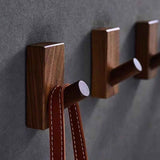 4Pack Adhesive Wall Hooks Hat Rack, Wooden Coat Hooks Wall Mounted, Decorative Hooks Single Organizer Hat Hanger Towel Rack, Heavy Duty Hooks (black walnut) In Australia - Darrahopens