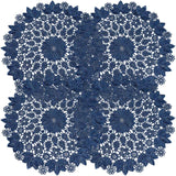 Blue embroidered heat-insulating coaster with anti slip hollow embroidery lace placemat, bowl and dish mat, ethnic style ornament（25cm） In Australia - Darrahopens