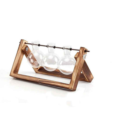 Plant Terrarium Propagation Station - 3 Glass Bulb Vases with Retro Wooden Stand Boho Desktop Planter for Hydroponics Home Garden Indoor Home Office Decor Unique Gifts for Women In Australia - Darrahopens