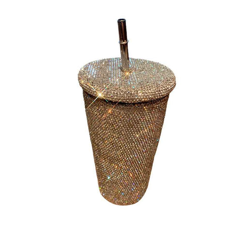 Diamond Bling Water Tumbler With Lid And Straw, Vacuum Insulated Stainless Steel, Reusable Large Handmade Sparkly Tumbler for Women, Mixed white diamond In Australia - Darrahopens