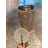 Diamond Bling Water Tumbler With Lid And Straw, Vacuum Insulated Stainless Steel, Reusable Large Handmade Sparkly Tumbler for Women, Mixed white diamond In Australia - Darrahopens