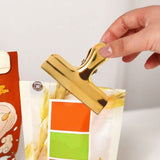 2pcs Metal sealing clip, stainless steel dovetail clip, food clip, bill clip, office folder, stationery clip（golden） In Australia - Darrahopens