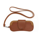 PU leather myopia glasses case, neck hanging sunglasses storage bag, portable pressure resistant thick leather glasses bag(Brown) In Australia - Darrahopens