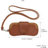 PU leather myopia glasses case, neck hanging sunglasses storage bag, portable pressure resistant thick leather glasses bag(Brown) In Australia - Darrahopens