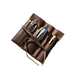 Leather Pen Case Imitation Cowhide Pen Curtain Partition Pencil Case Multifunctional Large Capacity Roll Up Pencil Case Brownprotective Cover ( Brown) In Australia - Darrahopens