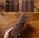 Leather Pen Case Imitation Cowhide Pen Curtain Partition Pencil Case Multifunctional Large Capacity Roll Up Pencil Case Brownprotective Cover ( Brown) In Australia - Darrahopens