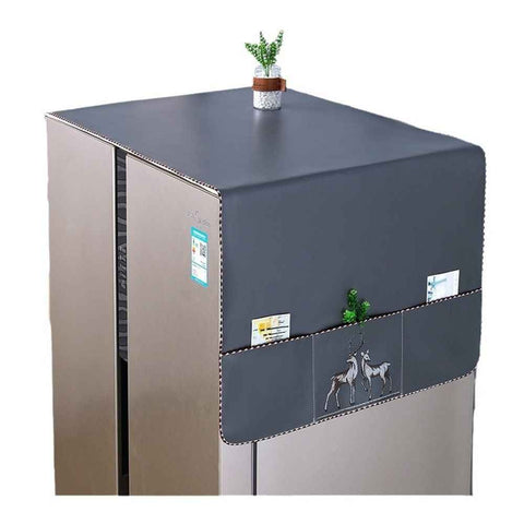 Refrigerator Dust Proof Cover with Storage Pockets Fridge Dust Cover Washer And Dryer Top Cover 65x170 cm (GREY) In Australia - Darrahopens