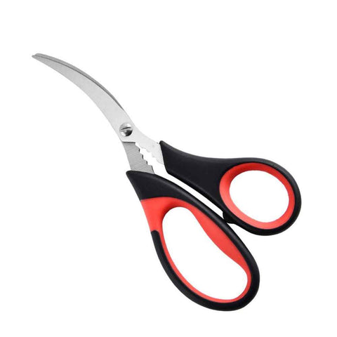 2pcs Stainless steel crayfish specific scissors, multifunctional shrimp back clip crab pliers, household kitchen seafood scissors Seafood Tool, Scissors, Stainless Steel（Red black） In Australia - Darrahopens