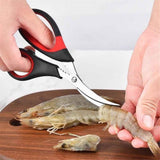 2pcs Stainless steel crayfish specific scissors, multifunctional shrimp back clip crab pliers, household kitchen seafood scissors Seafood Tool, Scissors, Stainless Steel（Red black） In Australia - Darrahopens