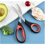 2pcs Stainless steel crayfish specific scissors, multifunctional shrimp back clip crab pliers, household kitchen seafood scissors Seafood Tool, Scissors, Stainless Steel（Red black） In Australia - Darrahopens