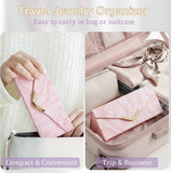 Travel Jewelry Case for Women Girls, Triangle Jewelry Box Organizer, Small Foldable Storage Holder for Necklaces Earrings Rings Bracelets（pink） In Australia - Darrahopens