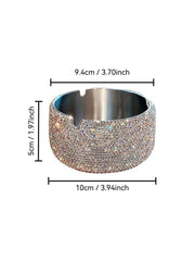 1 Piece Silver  Ashtray Round Cigarette Ash Tray Desktop Ash Holder for Indoor or Outdoor Use, Home office Tabletop Decoration In Australia - Darrahopens