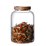 Glass Food Canisters, Kitchen Serving Stoarge Container with Airtight Wooden Lids, Cereal Dispenser Jars for Spaghetti Pasta, Powder, Spice, Tea, Coffee (2500ml) In Australia - Darrahopens