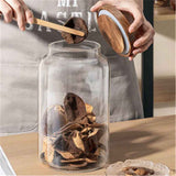 Glass Food Canisters, Kitchen Serving Stoarge Container with Airtight Wooden Lids, Cereal Dispenser Jars for Spaghetti Pasta, Powder, Spice, Tea, Coffee (2500ml) In Australia - Darrahopens