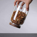 Glass Food Canisters, Kitchen Serving Stoarge Container with Airtight Wooden Lids, Cereal Dispenser Jars for Spaghetti Pasta, Powder, Spice, Tea, Coffee (2500ml) In Australia - Darrahopens
