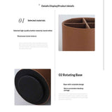 Round Leather Art Supply Organizer,Remote Control Holder,360 Degree Spinning,Multi-Functional Pencil Holder,4 Compartments Desktop Stationary Organizer（brown） In Australia - Darrahopens