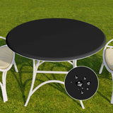 Round Tablecloth,  Waterproof Elastic Fitted Table Covers 76*10cm Tables, Wipeable Backed Plastic Table Cloths for Picnic, Camping, Outdoor - Black In Australia - Darrahopens